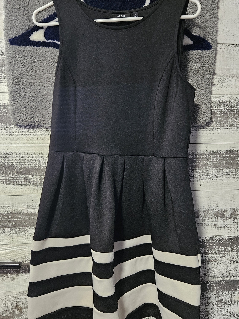 APT. 9 Black and White Striped Fit-and-Flare Dress